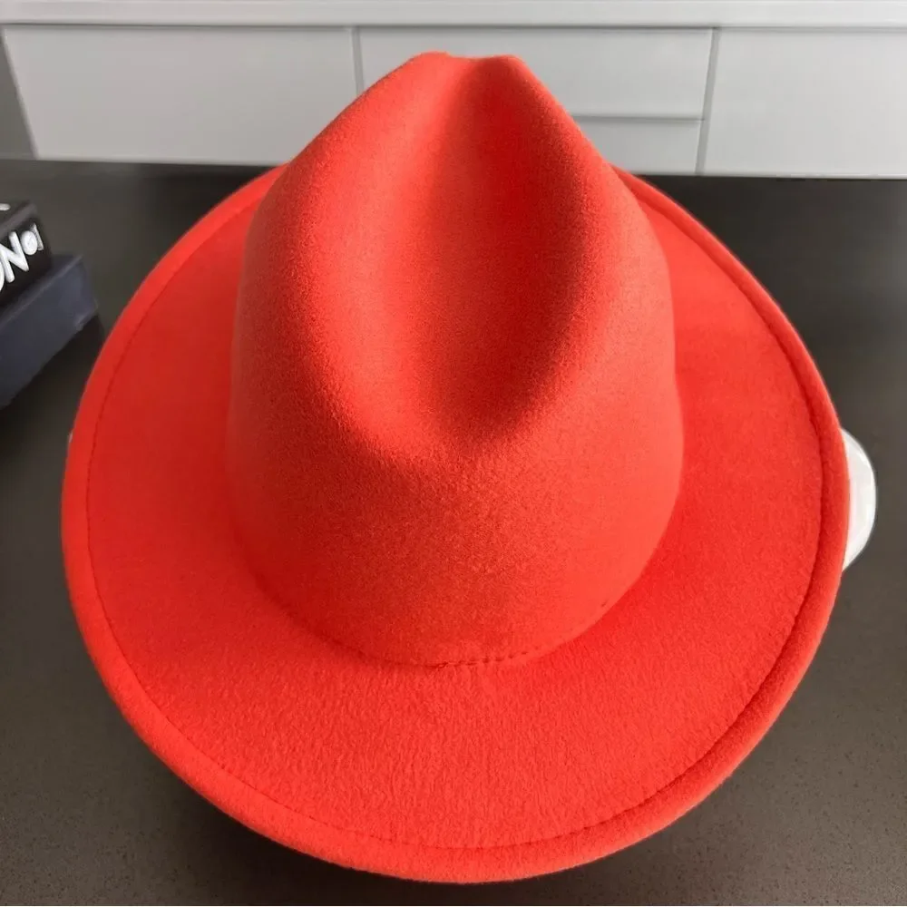 ELA Lady Fedora Hat Collection Color Orange imported From Colombia.